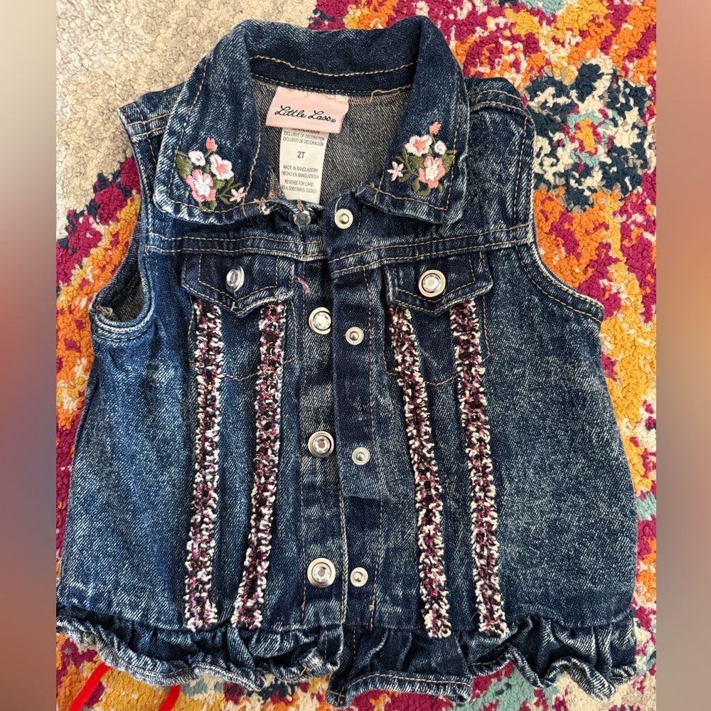 Little Lass Kids Blue Denim Vest- 2T